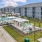 parking lot in front of fenced in, outdoor amenities
